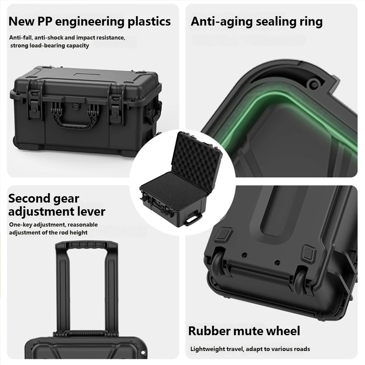 Large Rolling Tool Box Plastic Trolley Case with Wheels Portable