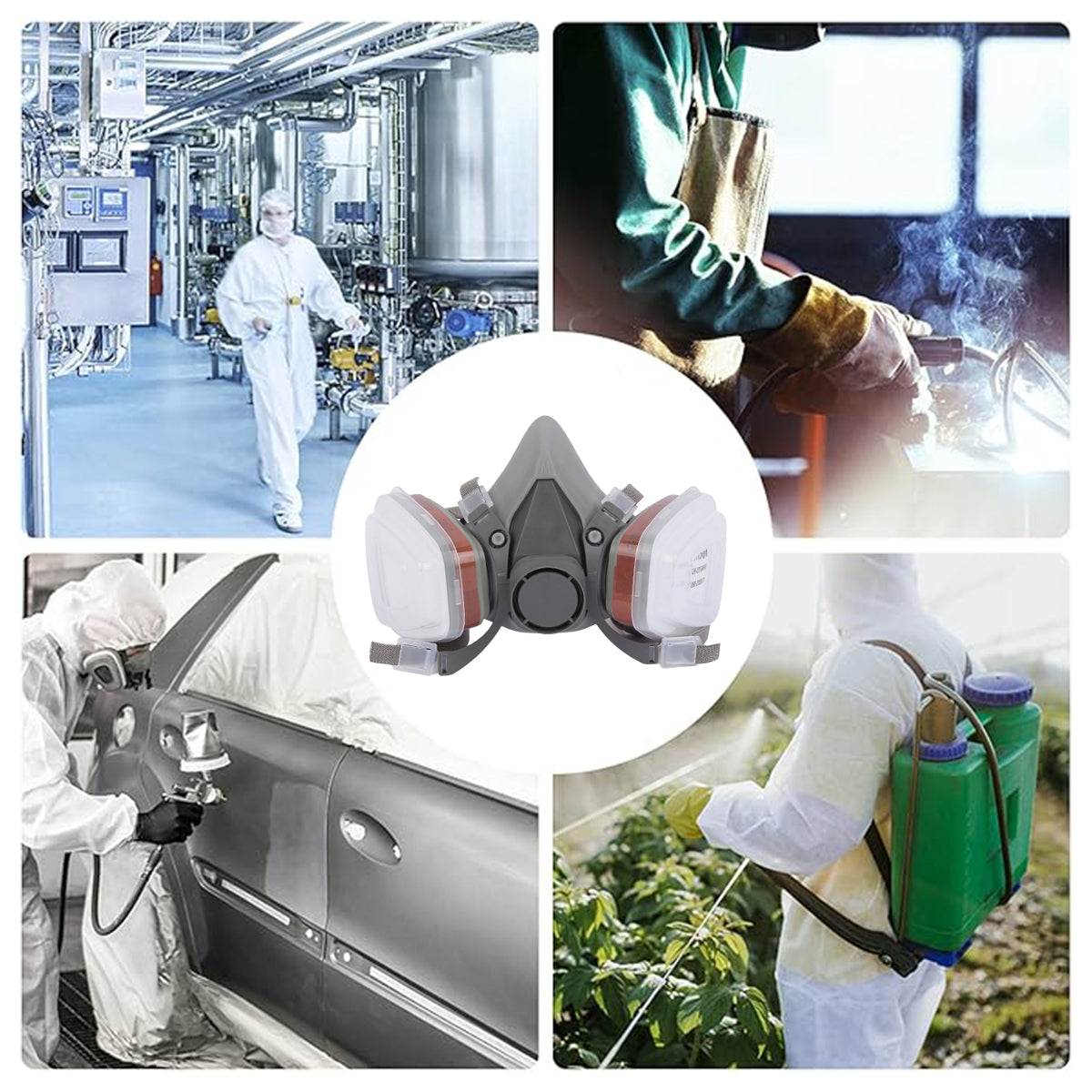 7PCS Respirator Mask Set Dual Filter Dust Protection Spray Paint