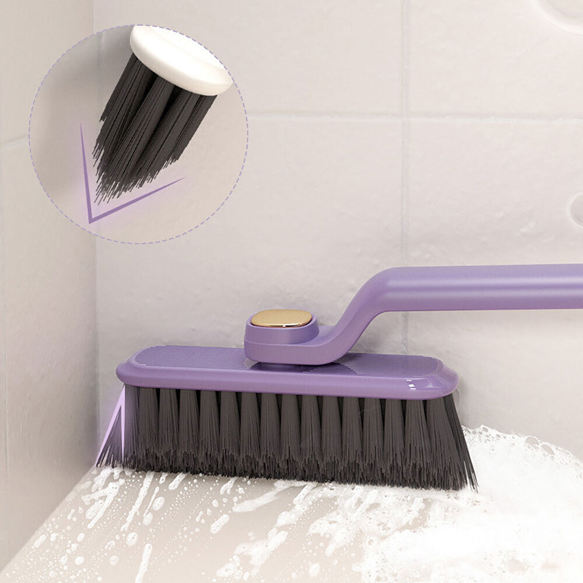 Multi-Functional Rotary Hard Bristle Cleaning Brush for Tiles