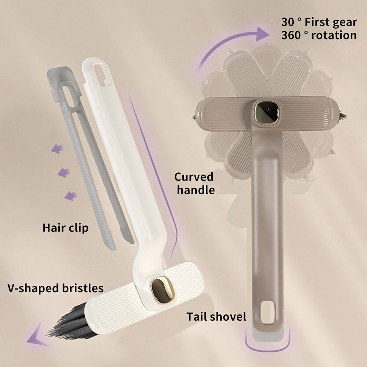 Multi-Functional Rotary Hard Bristle Cleaning Brush for Tiles
