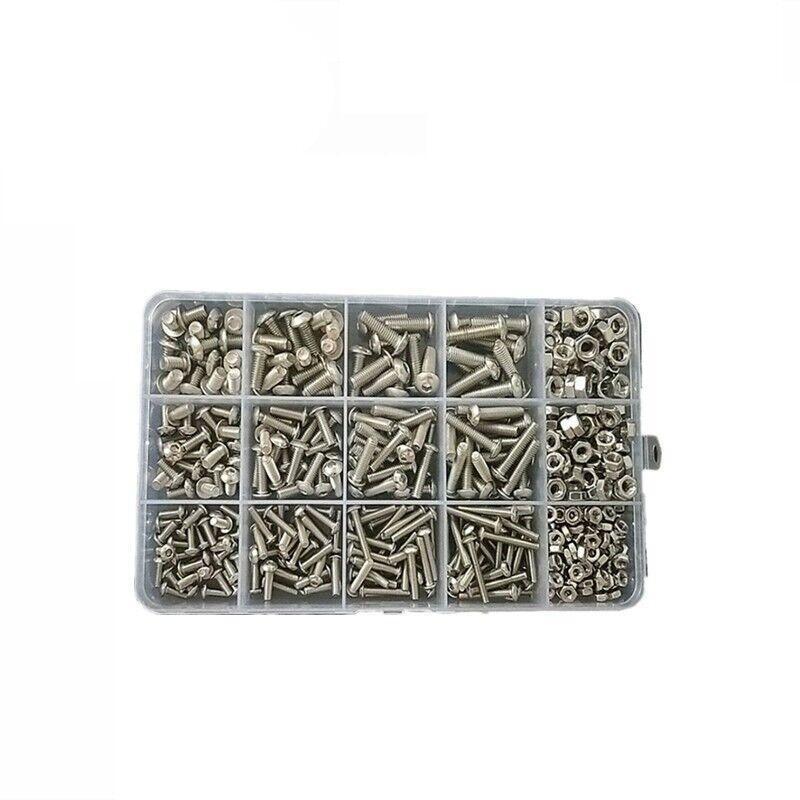 M3 M4 M5 500PCS Stainless Steel Hex Socket Screw Nut Set