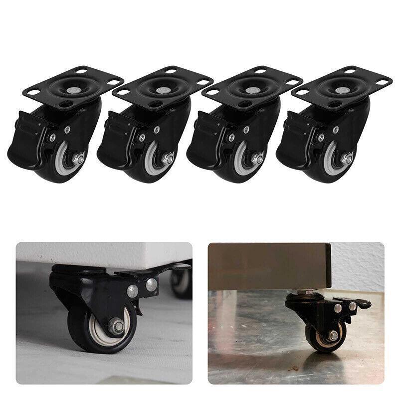 Heavy Duty 2" Swivel Castor Wheels with Brakes 4PCS for Warehouse Carts