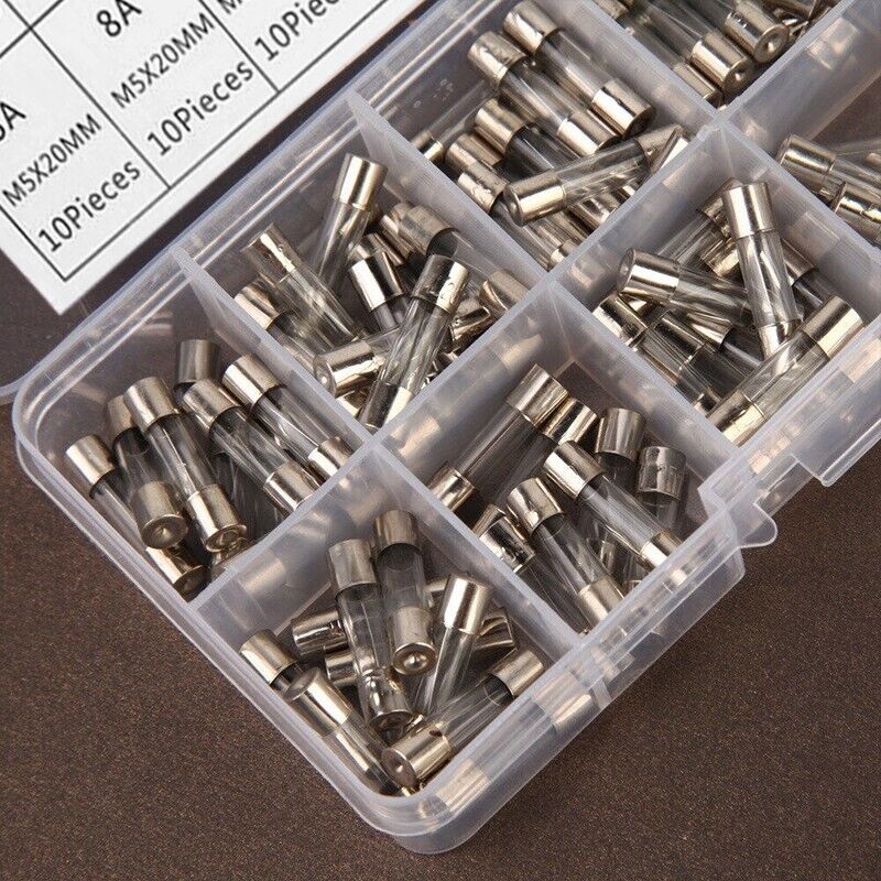 100PCS 5x20mm Fast Blow Glass Tube Fuse Assortment Box Kit