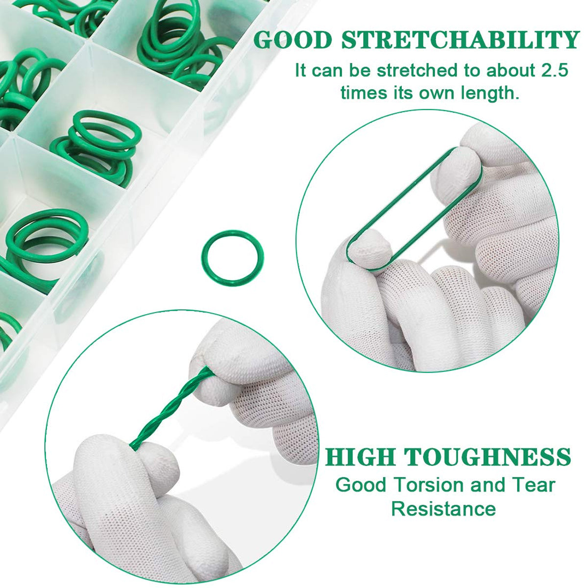 270PCS Automotive Green Rubber O-Ring Seal Repair Kit Set