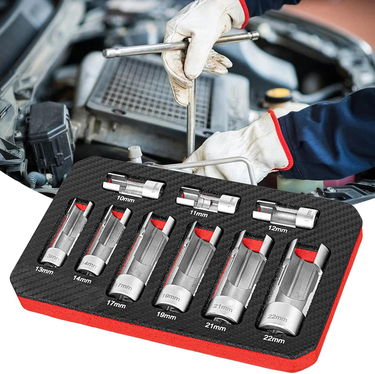 9PCS Diesel Injector Line Wrench Set CR-V 10–22mm for Engine Service