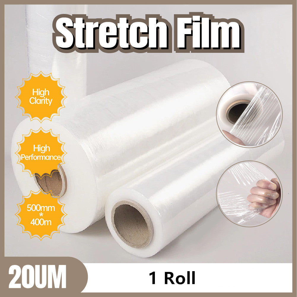 Stretch Film Clear Pallet Shrink Wrap 500mm 400m 20um 1 Roll