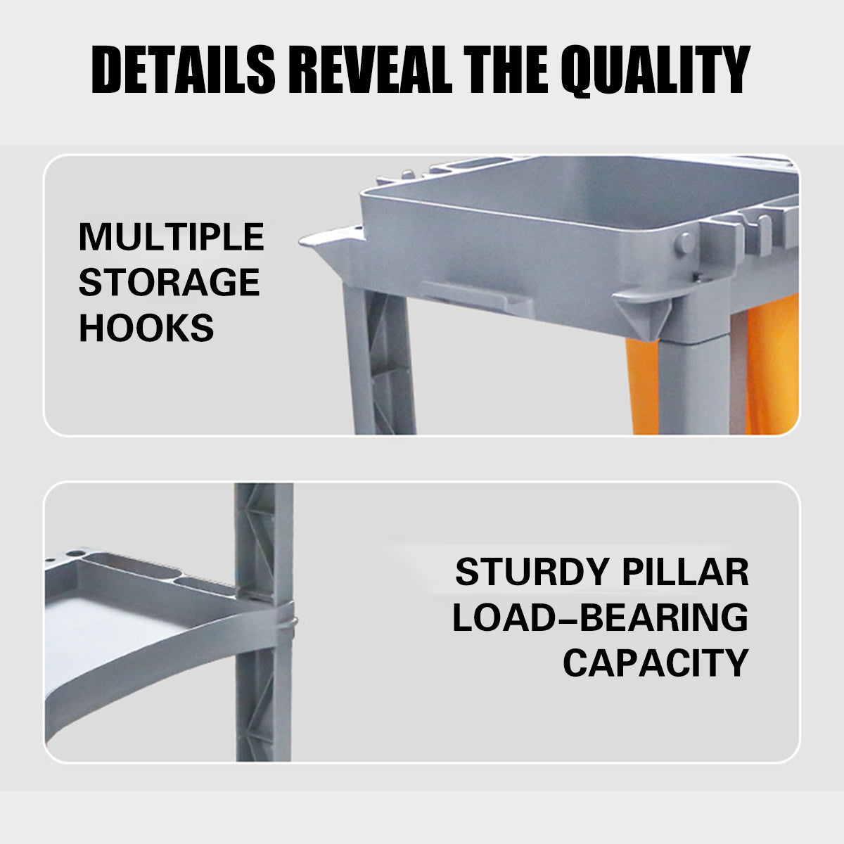 Multi-Functional Cleaning Trolley Cart with Wheels Storage Bag