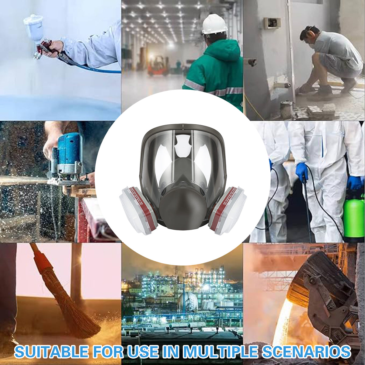 6800 Full Face Respirator Mask with Dual Filters for Painting Sanding