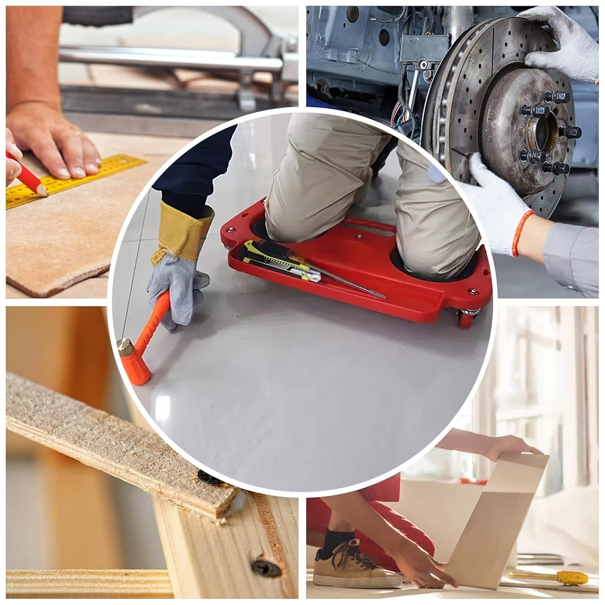 Car Repair Kneeling Pad with 360° Wheels for Workshop Comfort