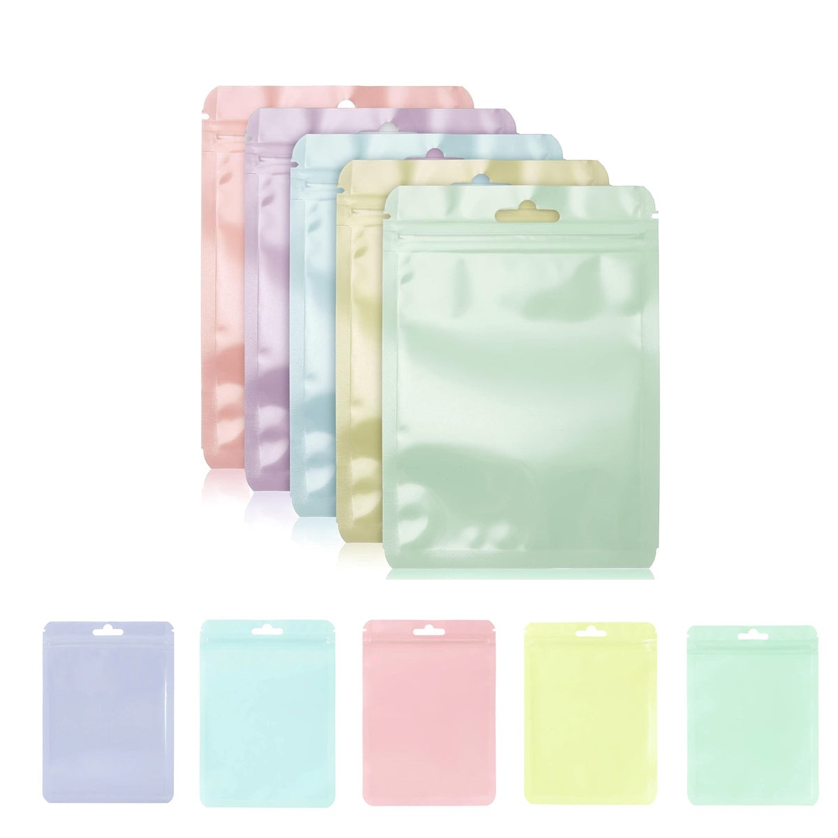 100pcs Macaron Colour Zip Lock Bags Transparent Storage Pouches