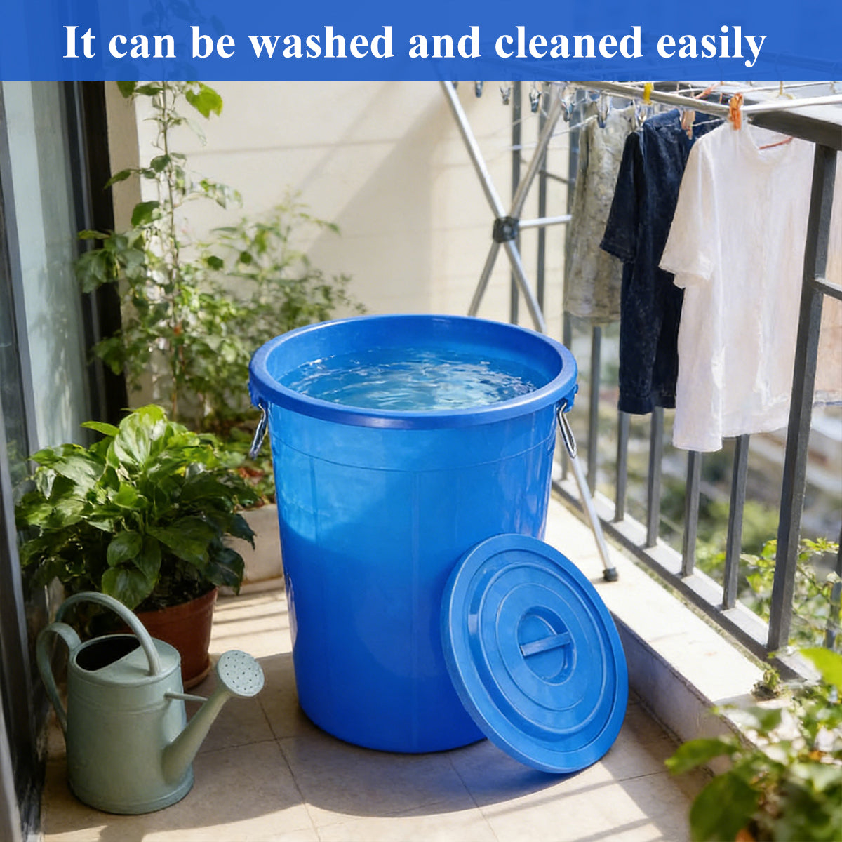 122.5L Round Plastic Bucket with Lid Heavy Duty