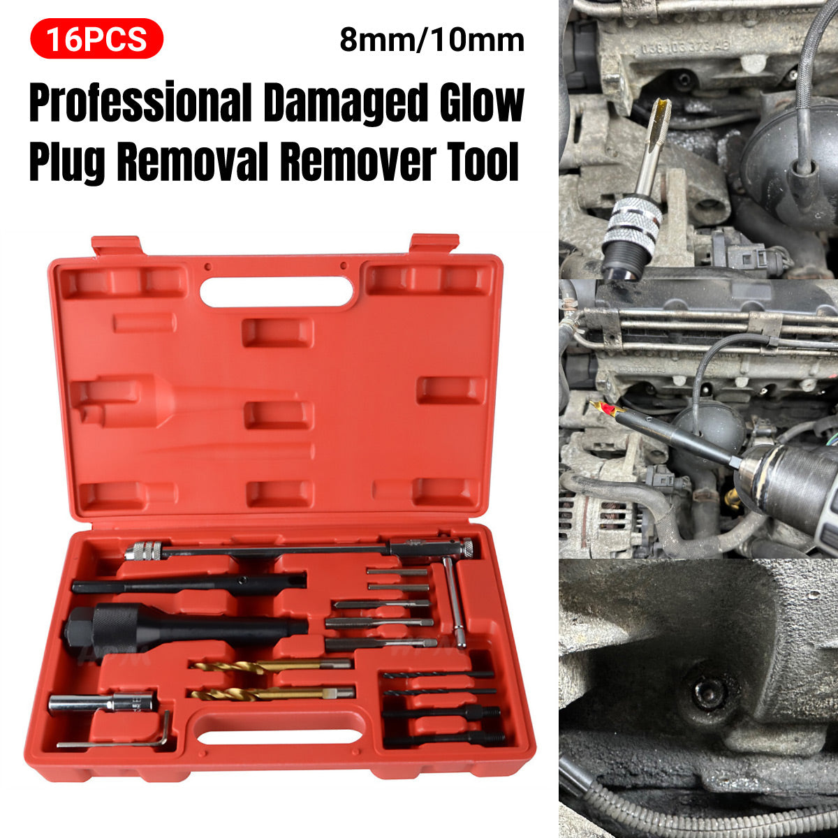16PCS Damaged Glow Plug Removal Thread Repair Tool Set