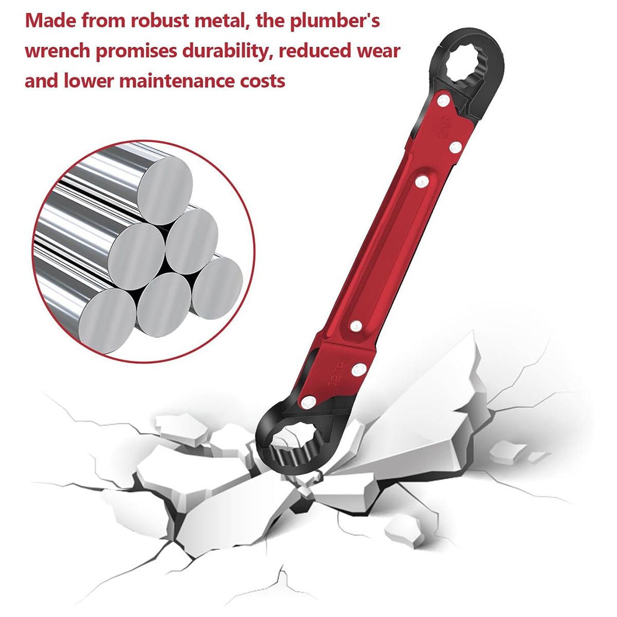 Water Pipe Repair Wrench Set with Double-Ended Faucet Wrench and Angle-Stop Extension