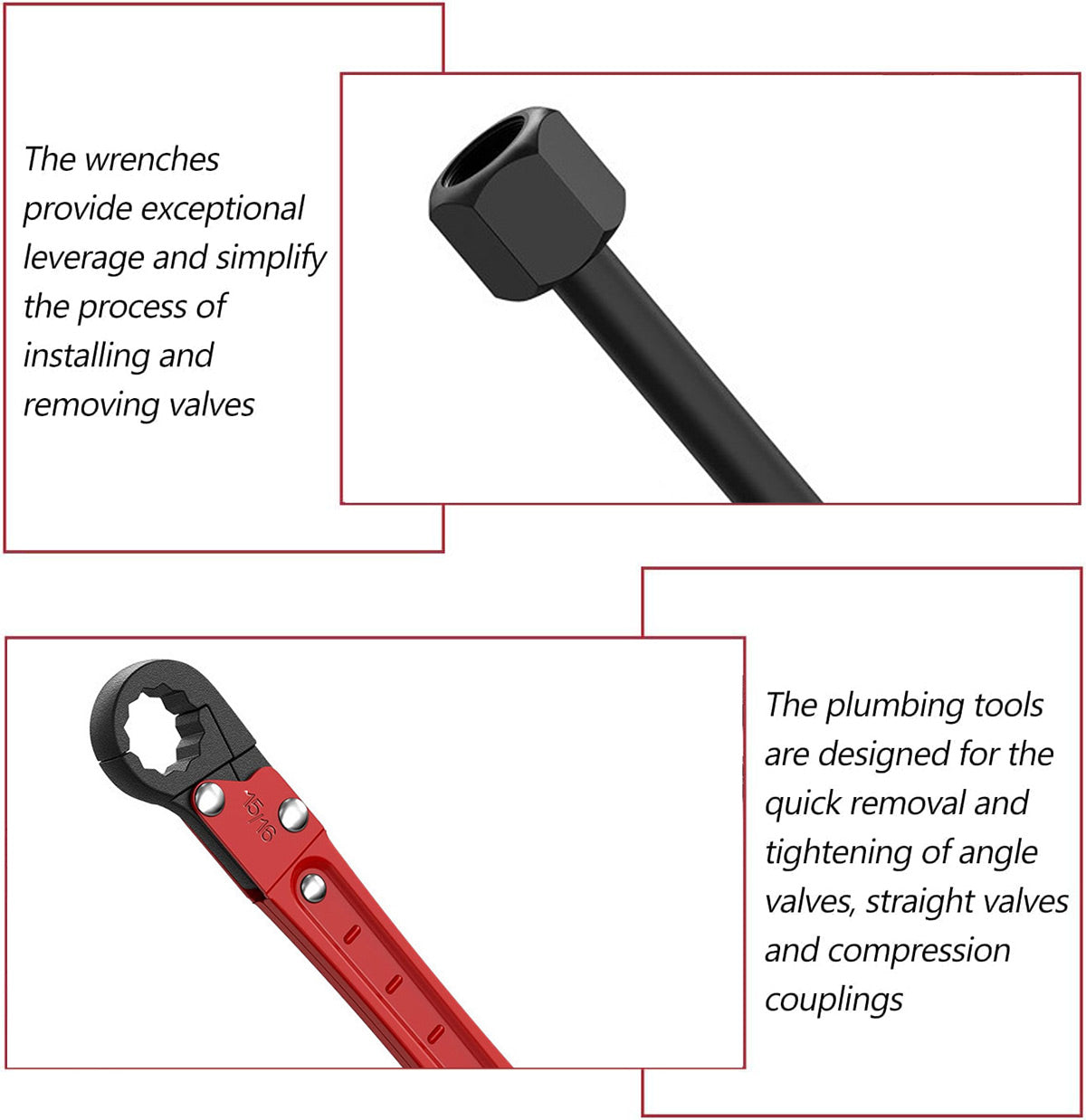 Water Pipe Repair Wrench Set with Double-Ended Faucet Wrench and Angle-Stop Extension