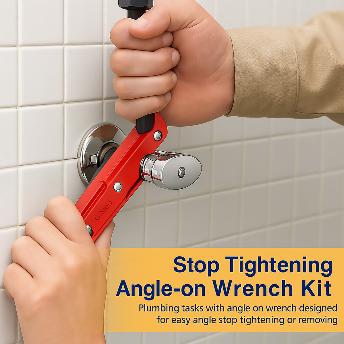 Water Pipe Repair Wrench Set with Double-Ended Faucet Wrench and Angle-Stop Extension