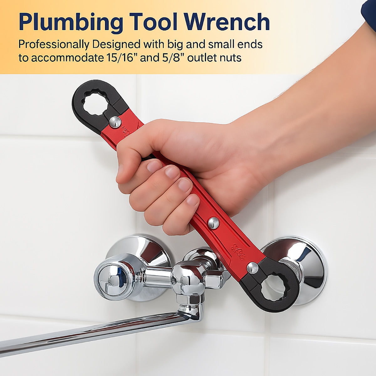 Water Pipe Repair Wrench Set with Double-Ended Faucet Wrench and Angle-Stop Extension