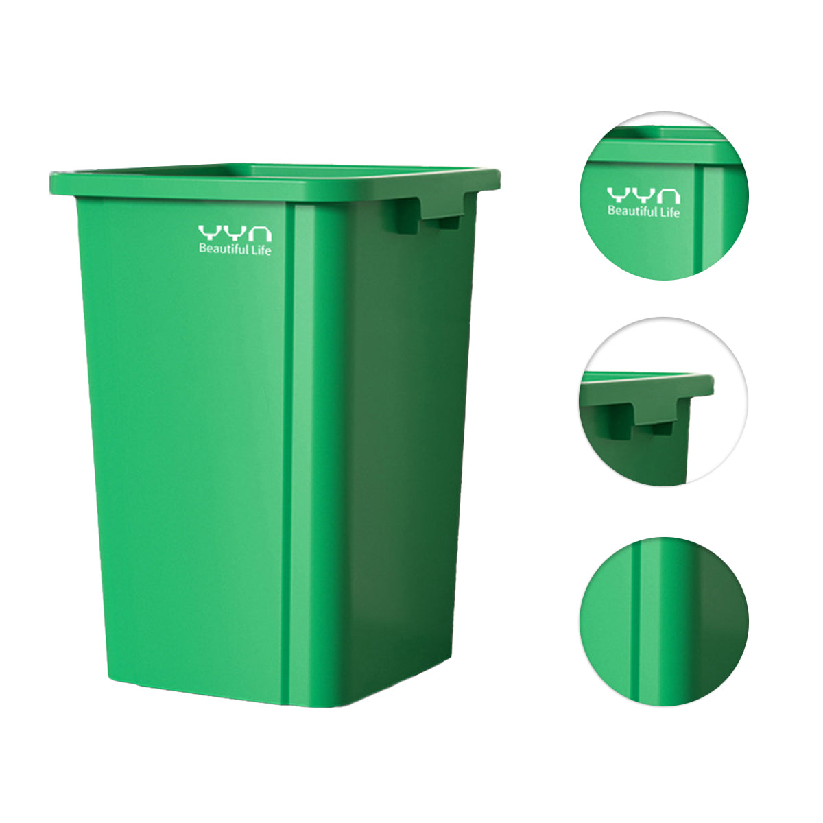80L Square Trash Can Large Capacity Durable Open-Top Bin