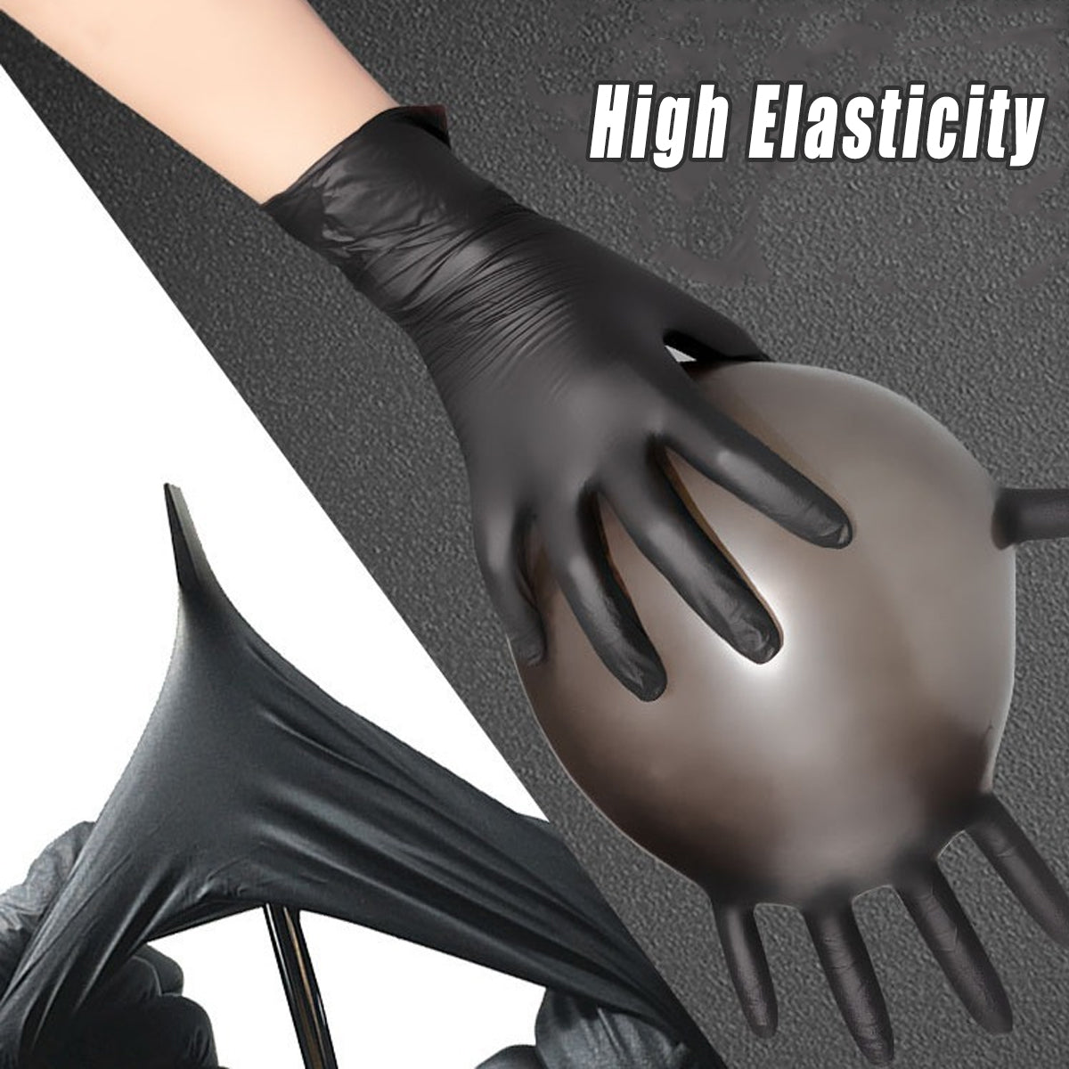 50Pairs Black Nitrile Gloves for Hairdresser Mechanic Chemical Use