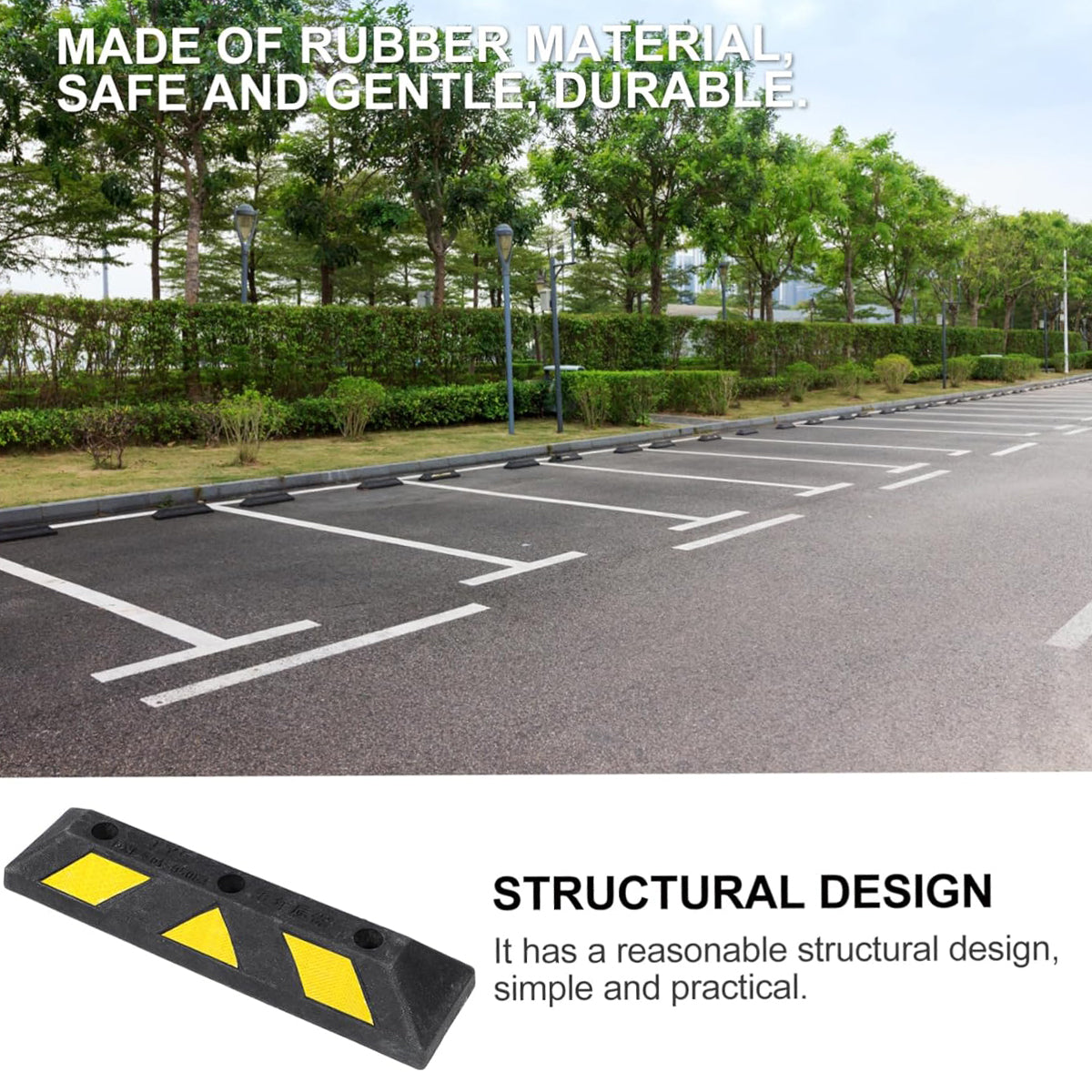 2PCS Rubber Parking Wheel Stop Heavy Duty Reflective Curb