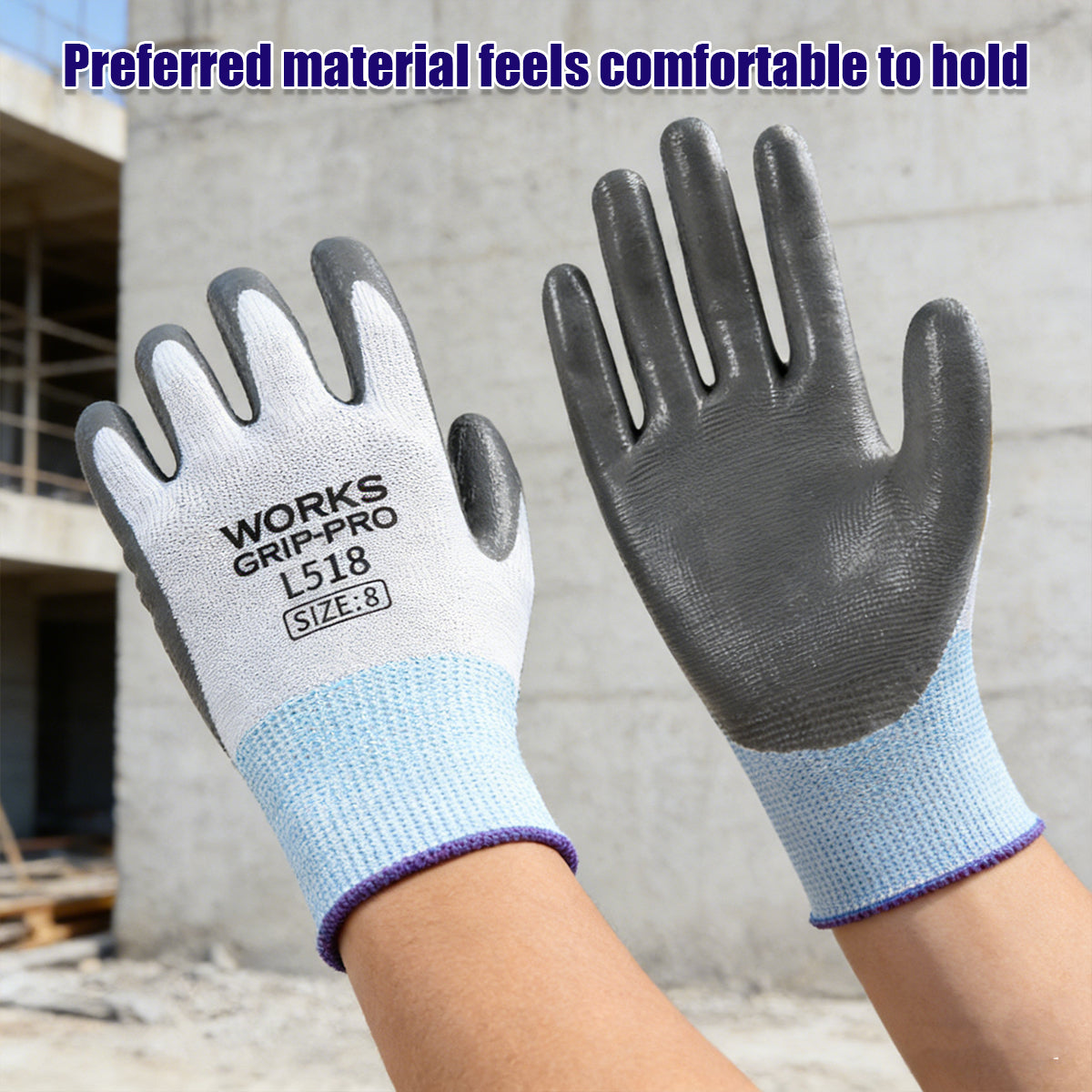 N518 Nitrile Coated Work Gloves Non Slip Safety Labor Gloves 20Pairs