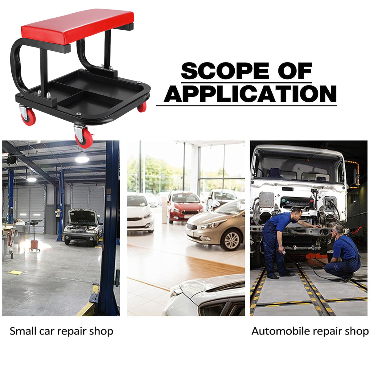 Multifunctional Car Repair Stool with 360 degree Swivel Wheels