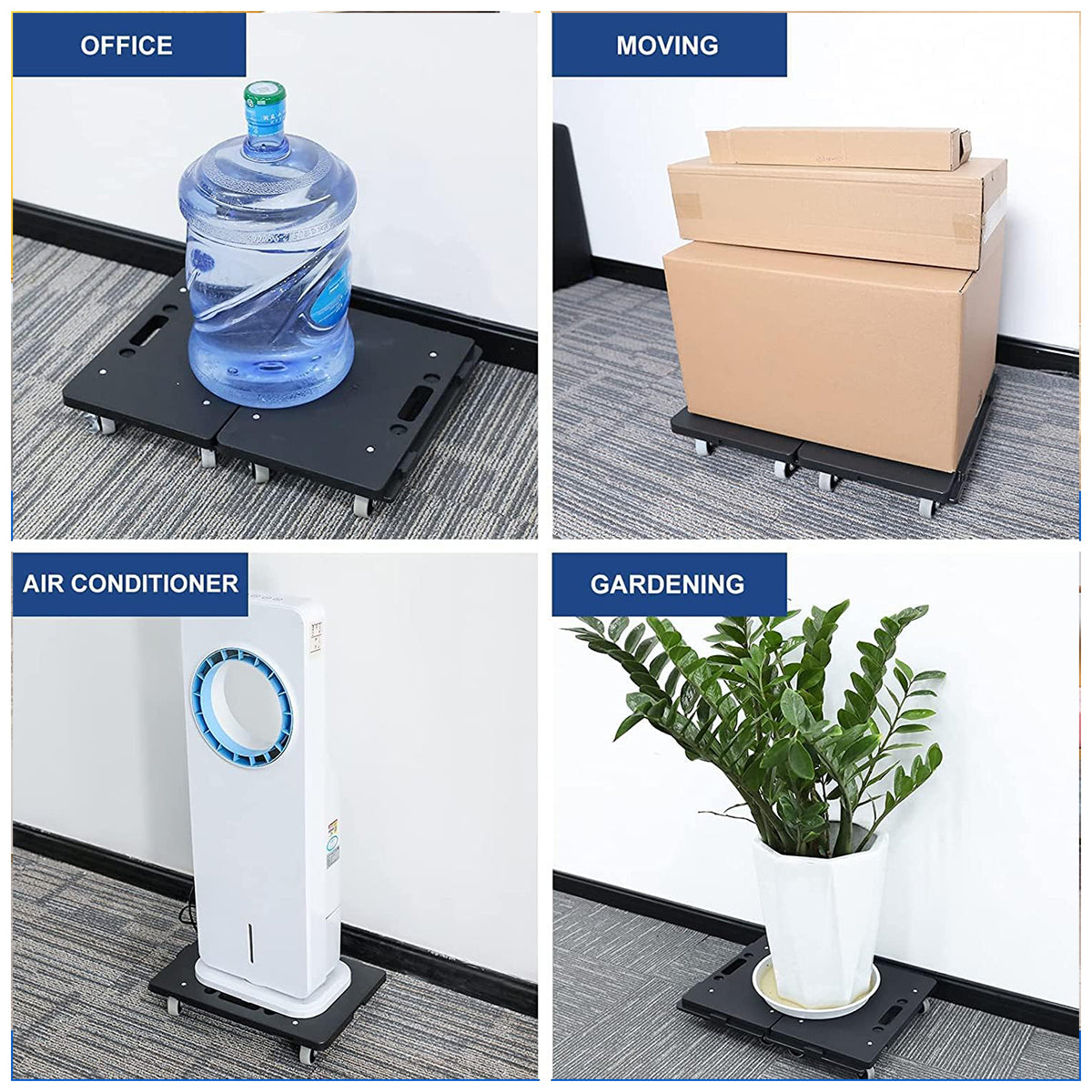 Heavy Duty Rolling Utility Cart Silent Portable Trolley for Warehouse Use