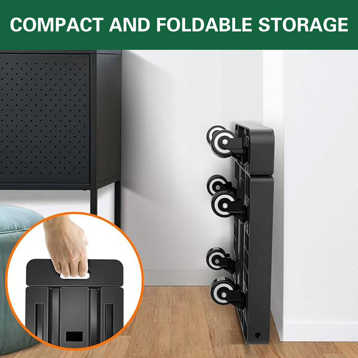 Foldable Flatbed Trolley Cart with Pull Rod and Universal Wheels 200KG