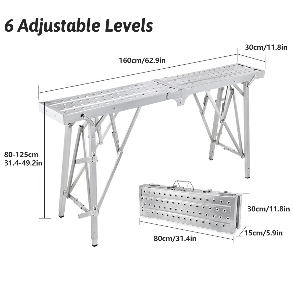 Folding Scaffolding Platform Galvanized Steel 150kg Load