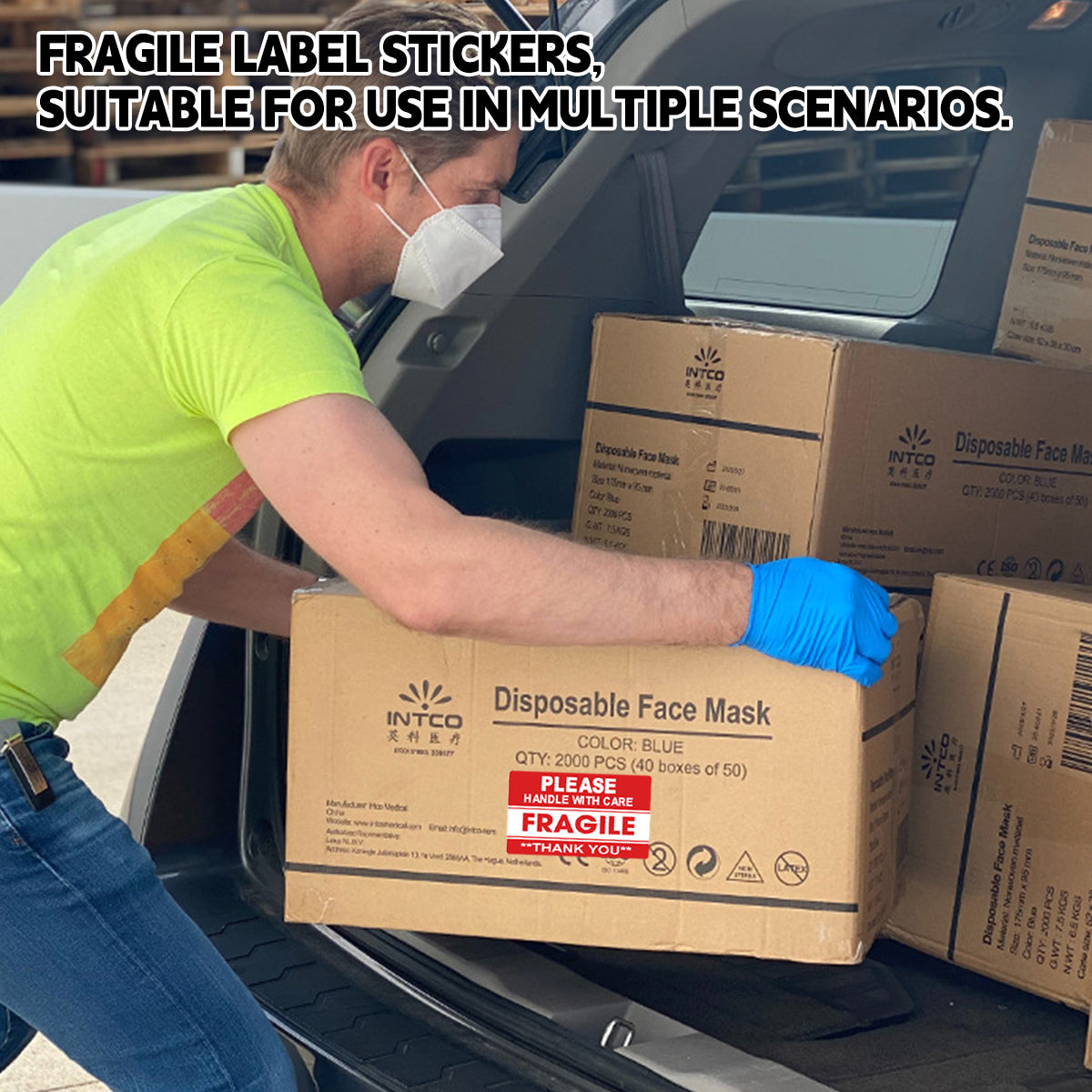 Fragile Sticker Labels 2 Rolls 1000PCS High Visibility Shipping Warning