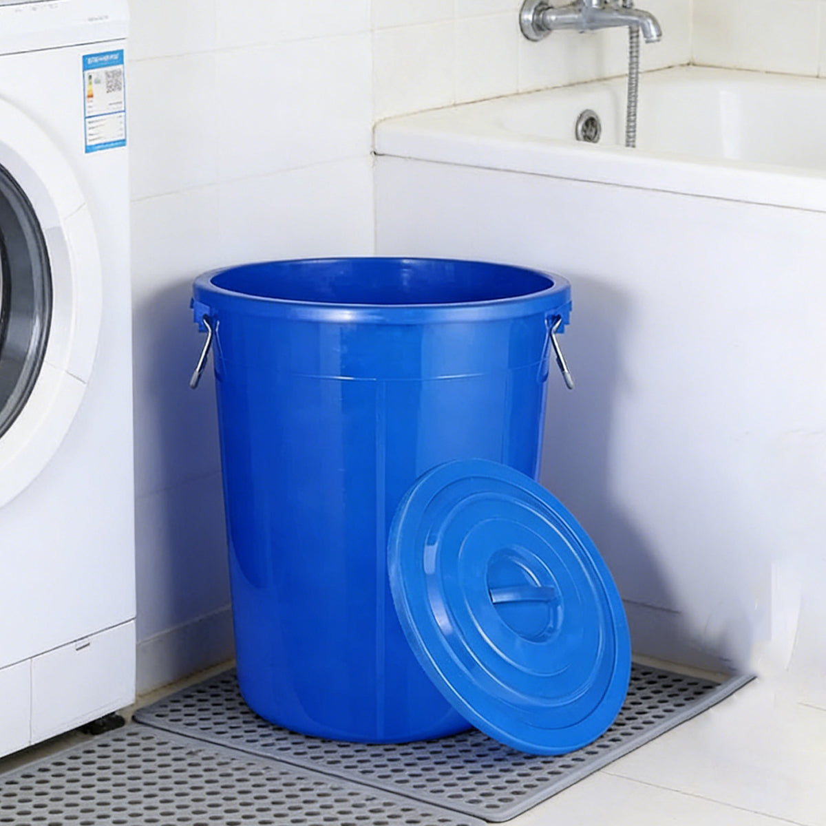 122.5L Round Plastic Bucket with Lid Heavy Duty