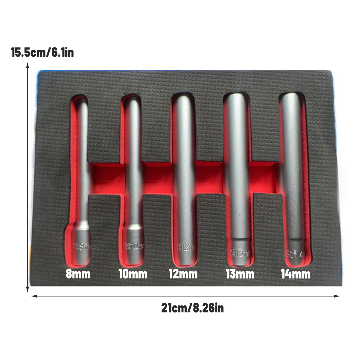 5-Piece Socket Extension Bar Set for Ratchet Wrenches 8–14 mm