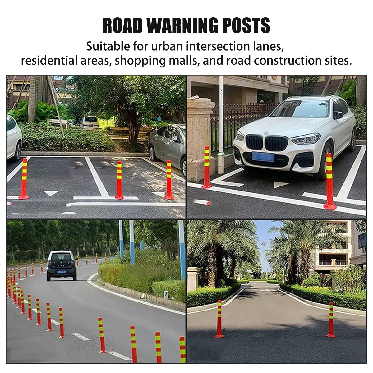 Plastic Safety Traffic Cones Impact Resistant Road Warning 2PCS