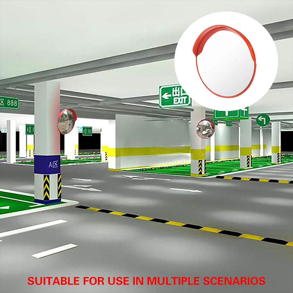 45cm Road Corner Wide-Angle Traffic Safety Mirror 230 Degree