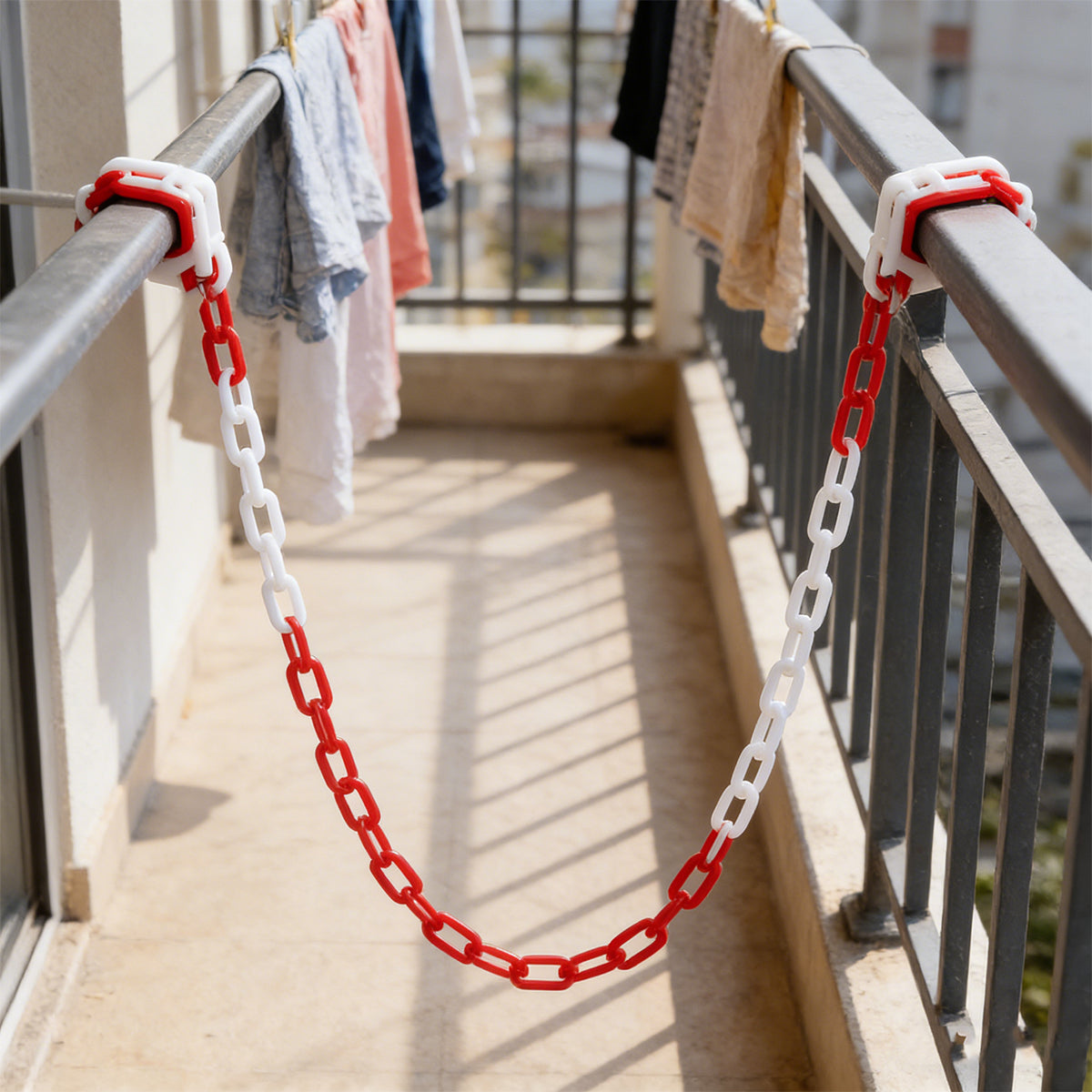 Plastic Warning Barrier Chain 25m Red White Durable Safety Control