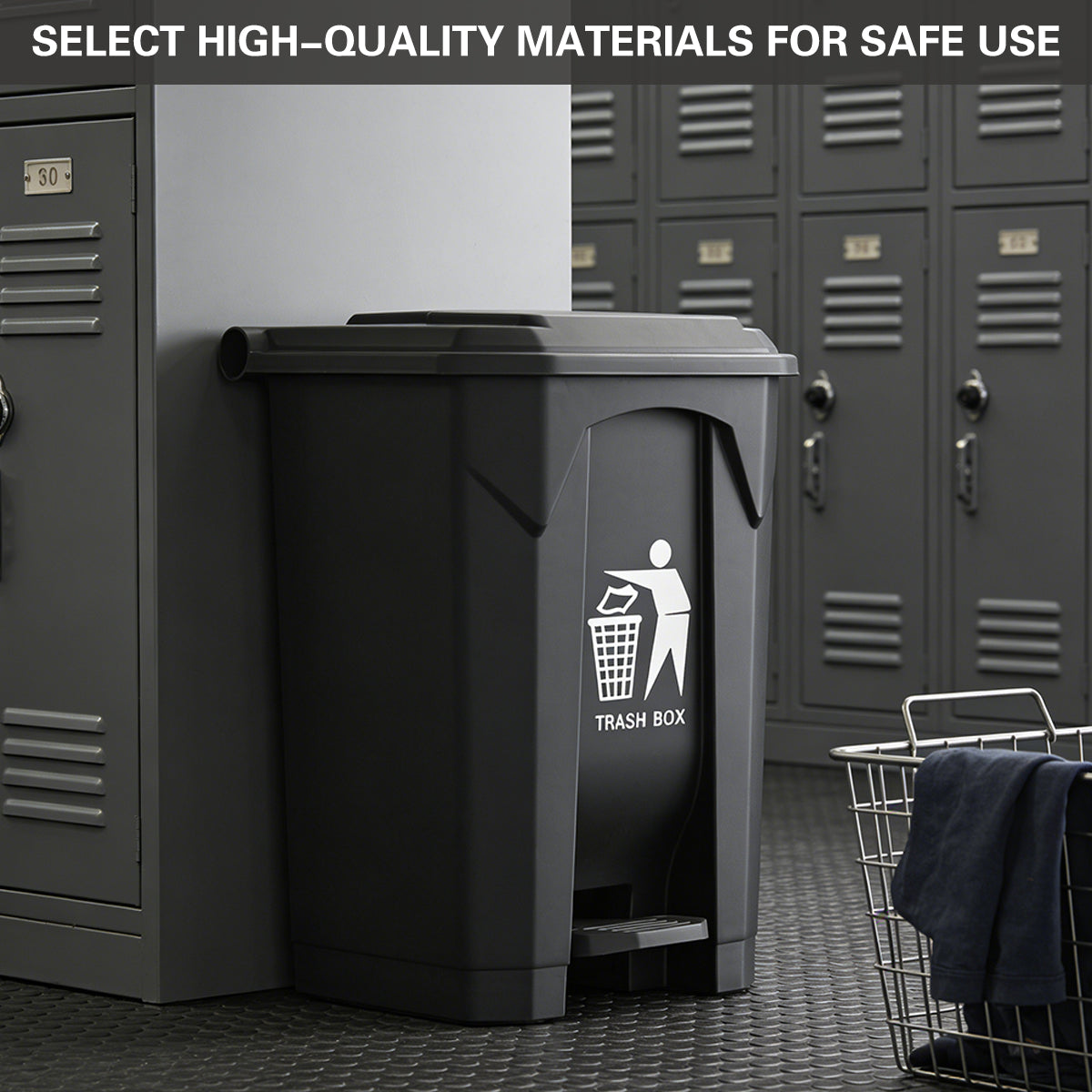 100L Pedal Trash Can with Lid Large Capacity Durable