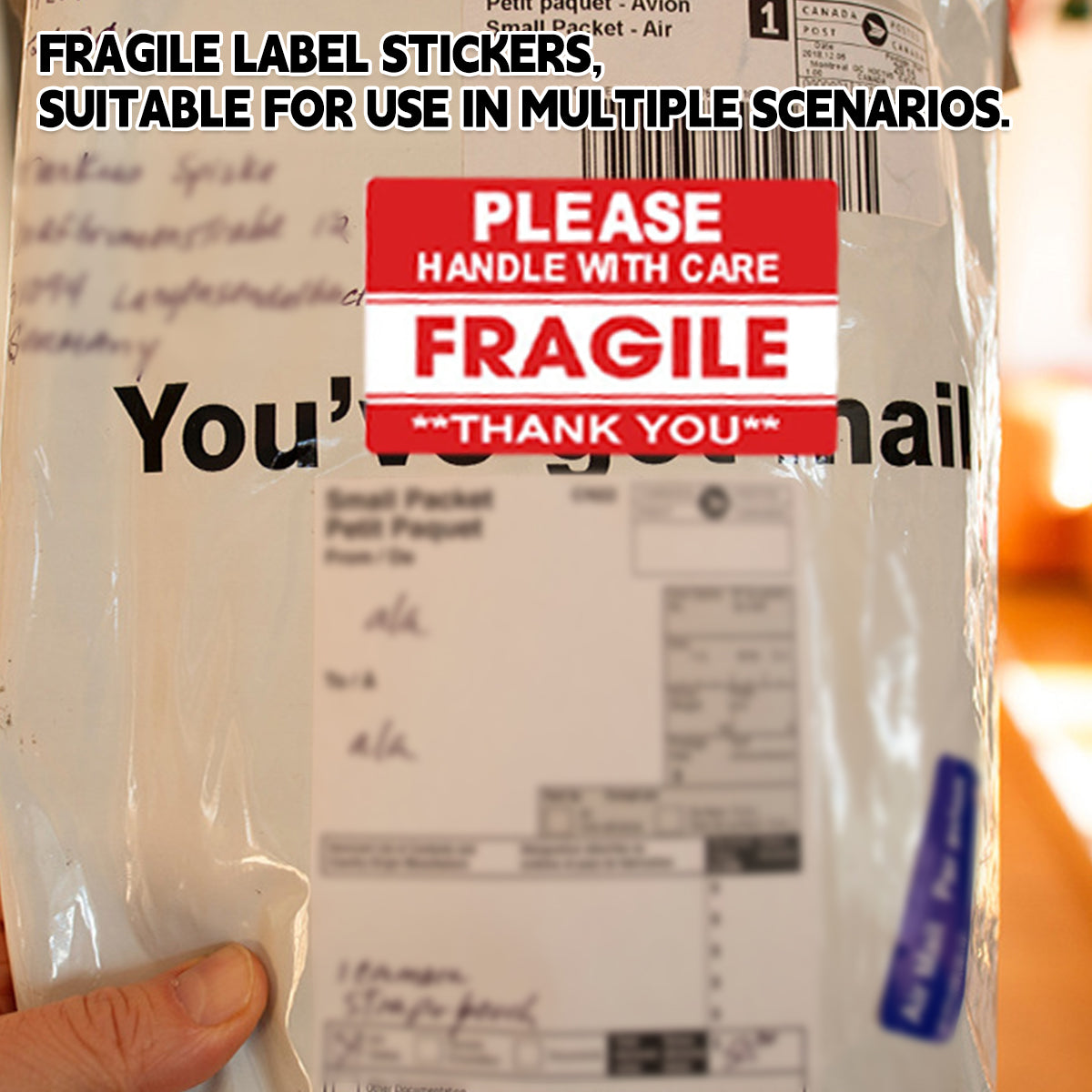 Fragile Sticker Labels 2 Rolls 1000PCS High Visibility Shipping Warning