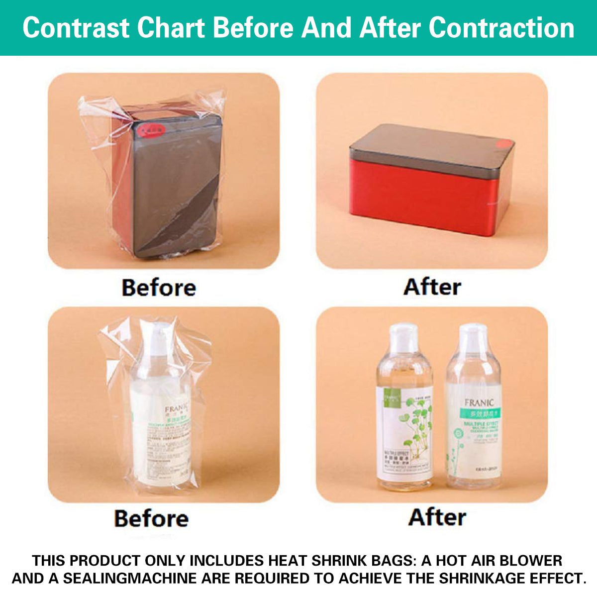POF Heat Shrink Bags for Vacuum Sealer Packaging 100/200PCS