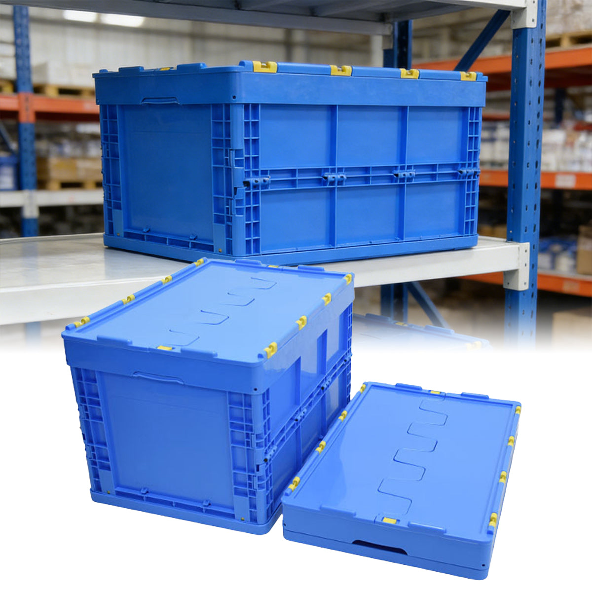 Foldable Plastic Storage Box with Rounded Corners for Workshop Garage Home