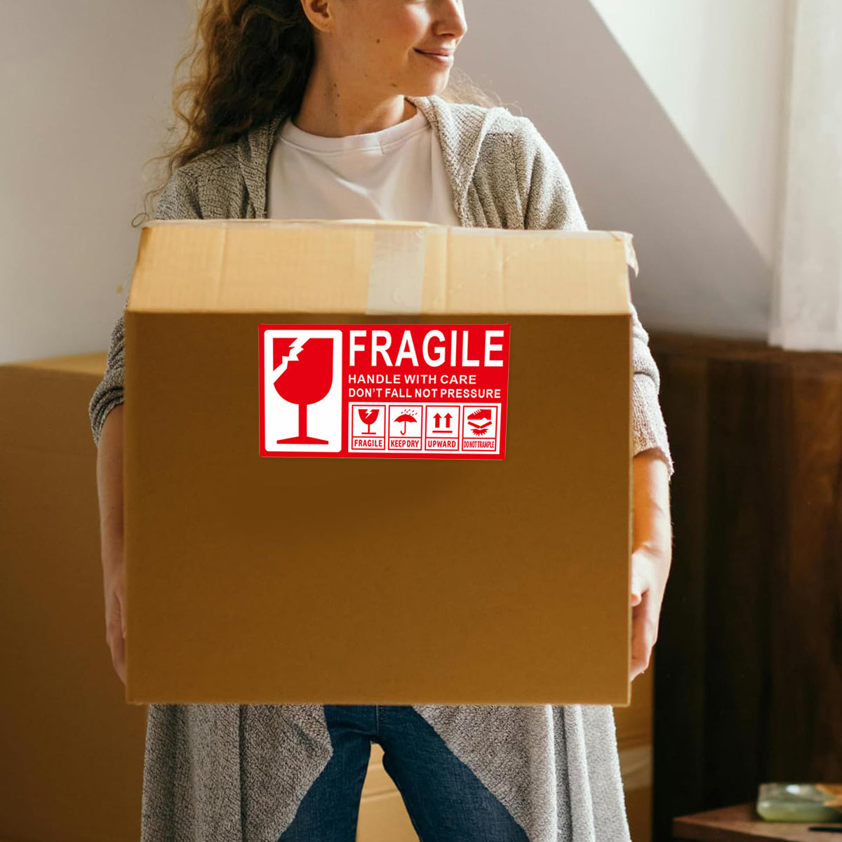 Fragile Warning Self Adhesive Shipping Stickers Red