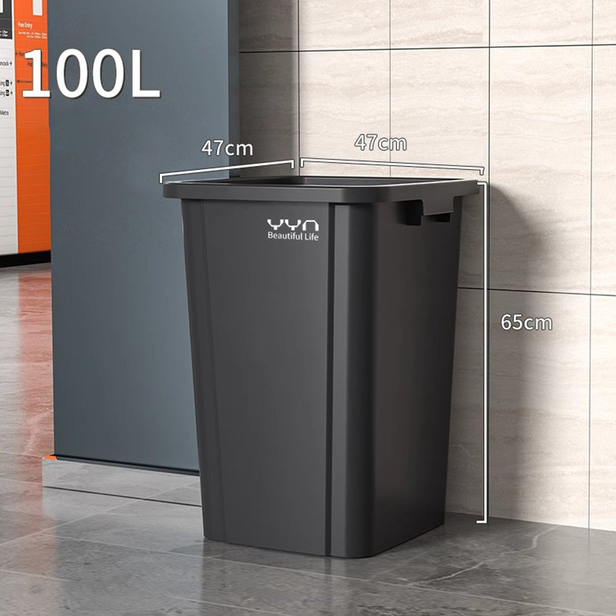 100L Outdoor Garbage Bin Large Capacity Durable Plastic Trash Can