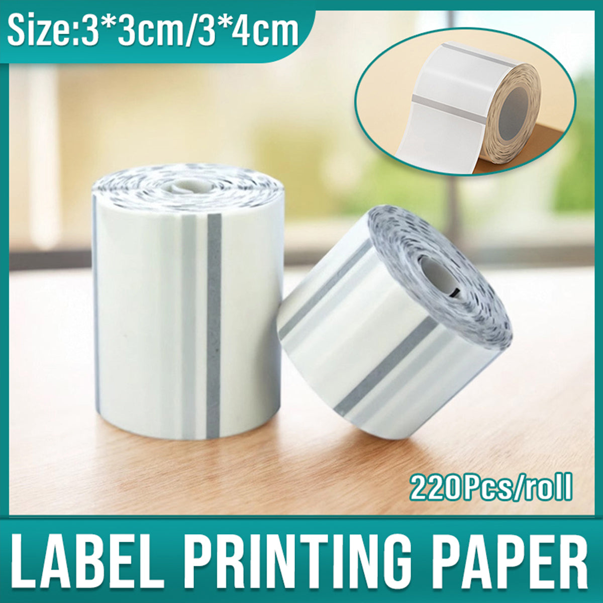Transparent Waterproof Thermal Label Printer Paper Self Adhesive Roll