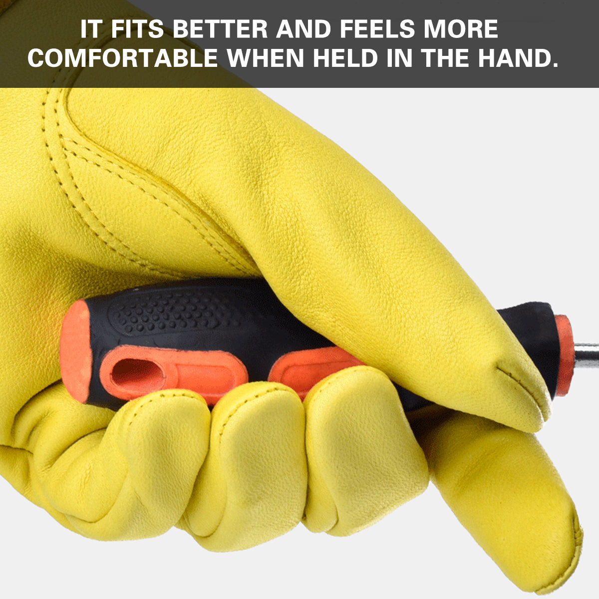 Cylindrical Cowhide Leather Work Gloves with Extended Cuff for Warehouse Maintenance
