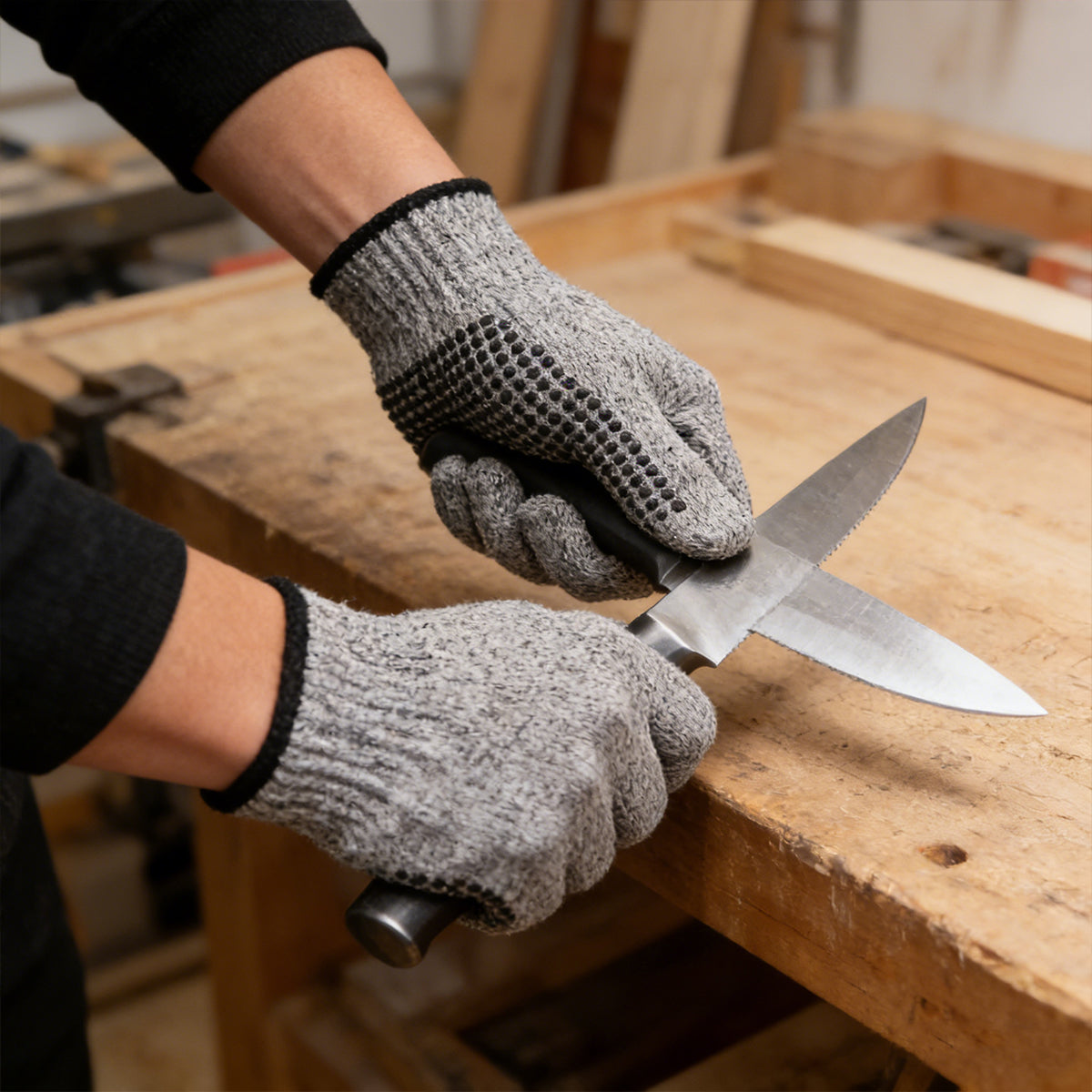 2Pairs Cut Resistant Work Gloves Anti Slip Safety Hand Protection