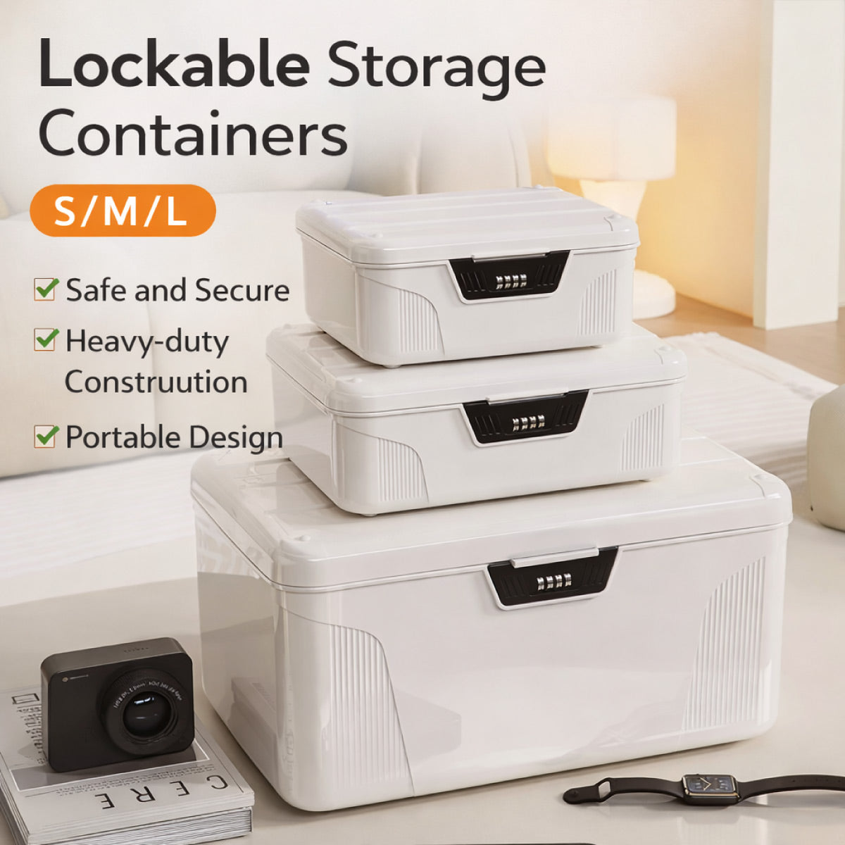 Lockable Storage Box with 4 Digit Combination for Documents