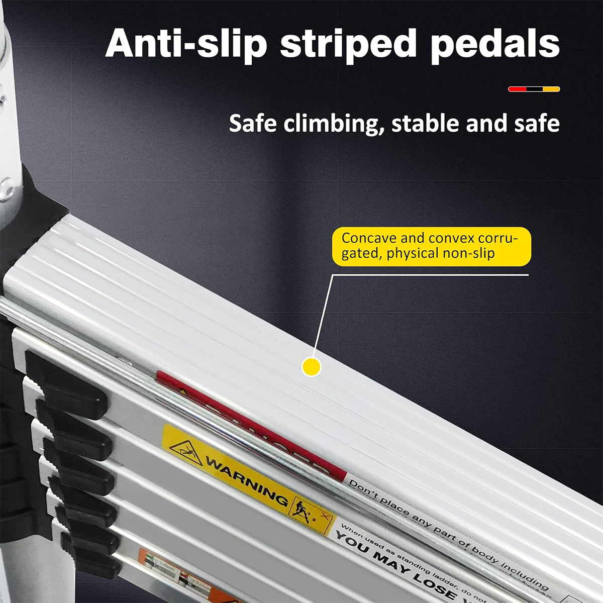 Retractable Aluminium Alloy Ladder 320/380cm Anti-Slip Pedals Stable Design