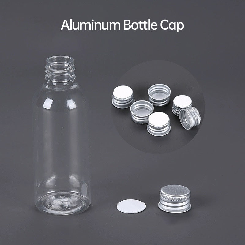 50/100pcs Clear Plastic Bottles with Aluminum Caps Liquid Dispenser Containers