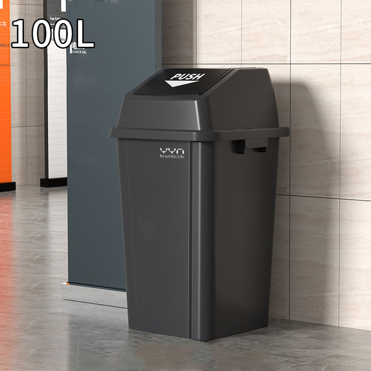 100L Outdoor Garbage Bin Large Capacity Durable Plastic Trash Can