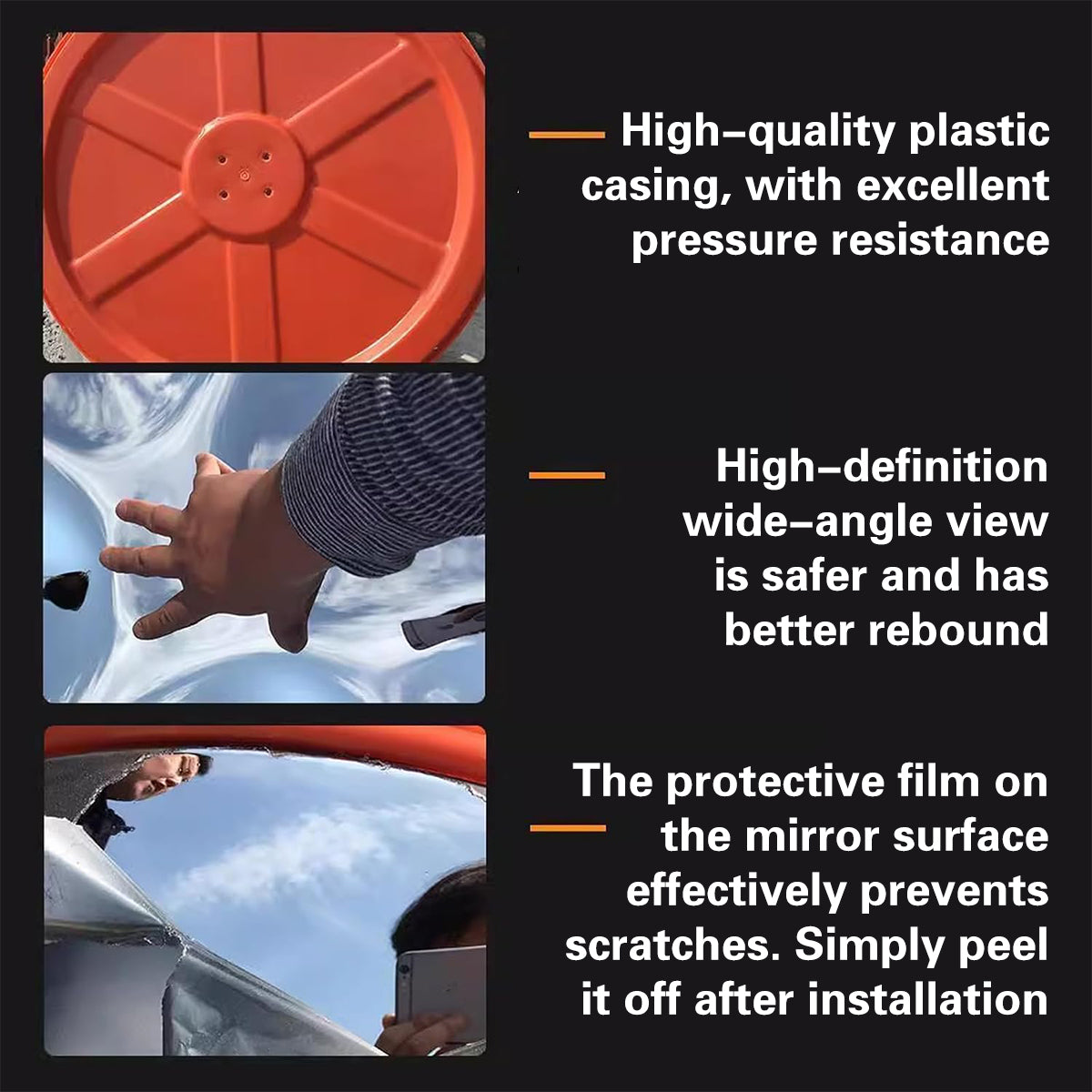 60cm Road Traffic Safety Convex Mirror Wide-Angle Red Frame