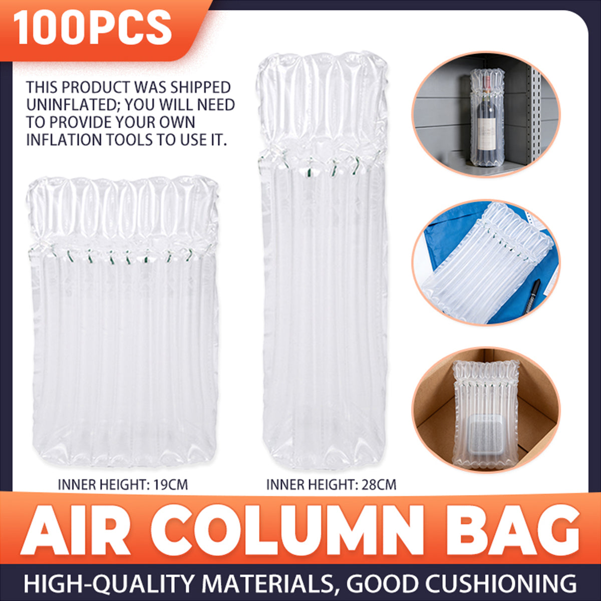 100PCS Clear Air Column Bag Shockproof Protective Packaging