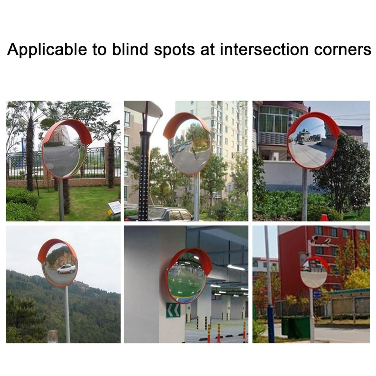 60cm Road Traffic Safety Convex Mirror Wide-Angle Red Frame